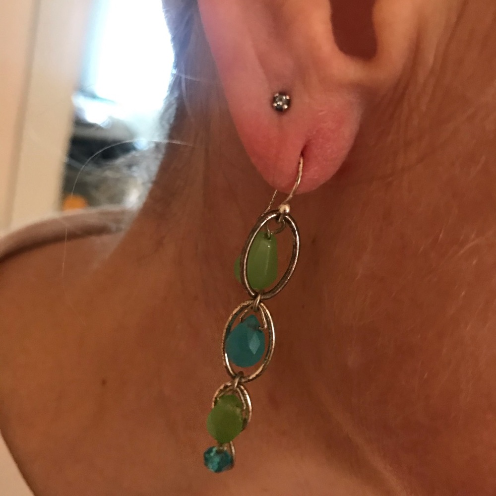 sea green and aqua blue dangling earrings
